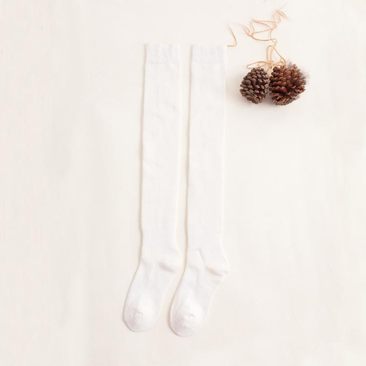 Autumn Winter Japanese Style Women's Over-the-Knee Wool Stockings Thickened Thigh Socks with Warm Knitted Crew Length Logo Body