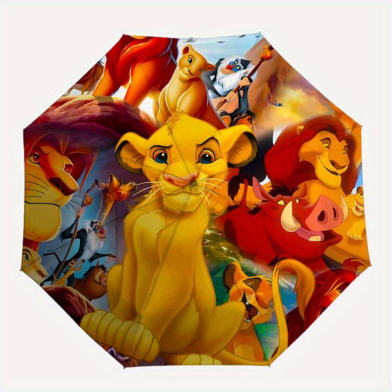 1 Auto Open Lion King Characters Themed Colorful 8-rib Portable Umbrella for Men and Women, A Compact Commuting Companion Suitable for Daily