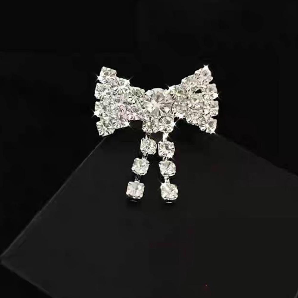 Fashion Elegant Bowknot Brooches Rhinestone Sparkling Brooches Pin Fastener Jewelry Cardigan Clip Waist Accessorizing
