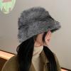 Winter Basin Hat Solid Color Thickened Soft Plush Warm Bucket Hat Windproof