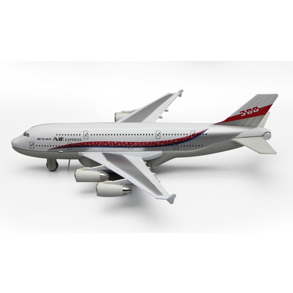 

Літак A380 Іграшки Bump and Go Airlines Лита під тиском металева модель літака Іграшка з світлом і звуками, 4D анатомією, Літак для дітей 3-12 років, подарунок Size:22*19*17cm білий