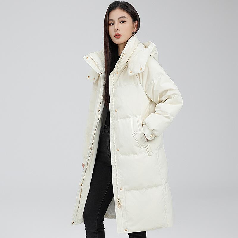 Genuine brand down jacket women's medium and long models, extremely cold and super thick winter new models, over-knee long hooded thickened winter jac