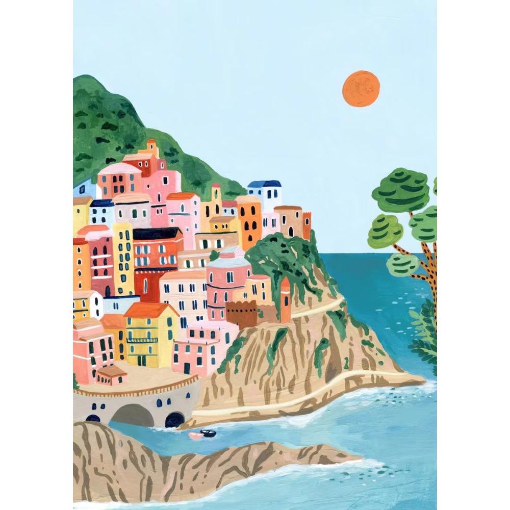 World Travel City Landscape Poster Print Greece Italy Florence Paris France Canvas Painting Wall Art Picture for Room Home Decor