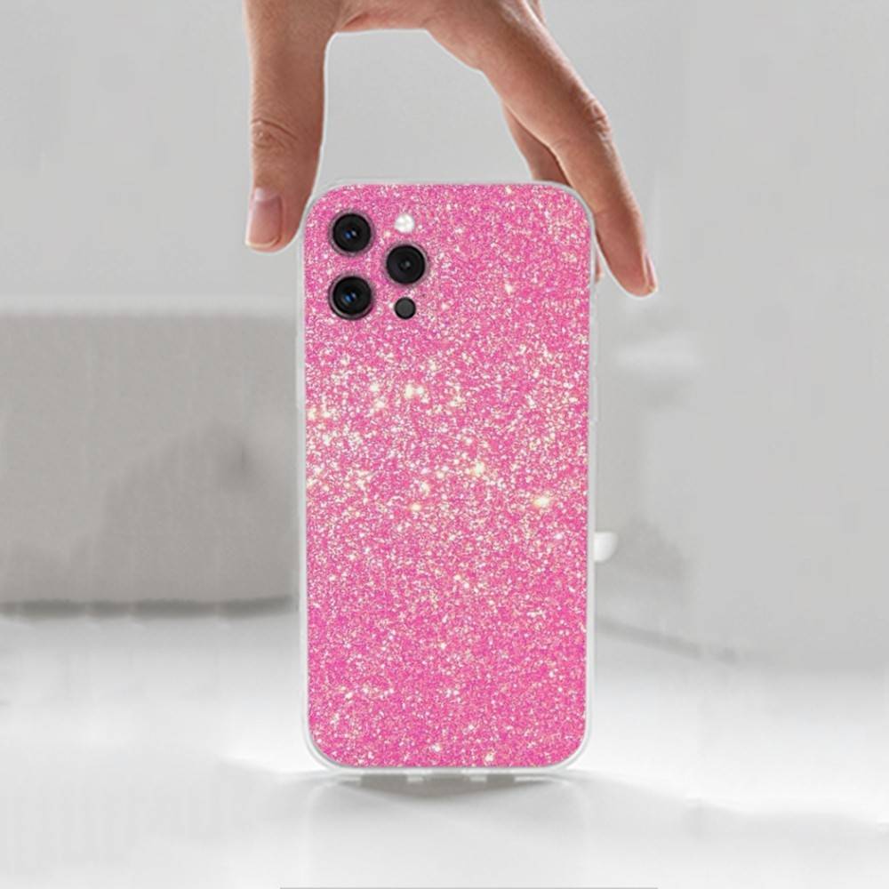 Dazzling Pink Glitter Case For iPhone Max,14,16,X,13,XR,SE,12,15,Pro,17,Plus,11,XS,Mini Transparent Soft Cover