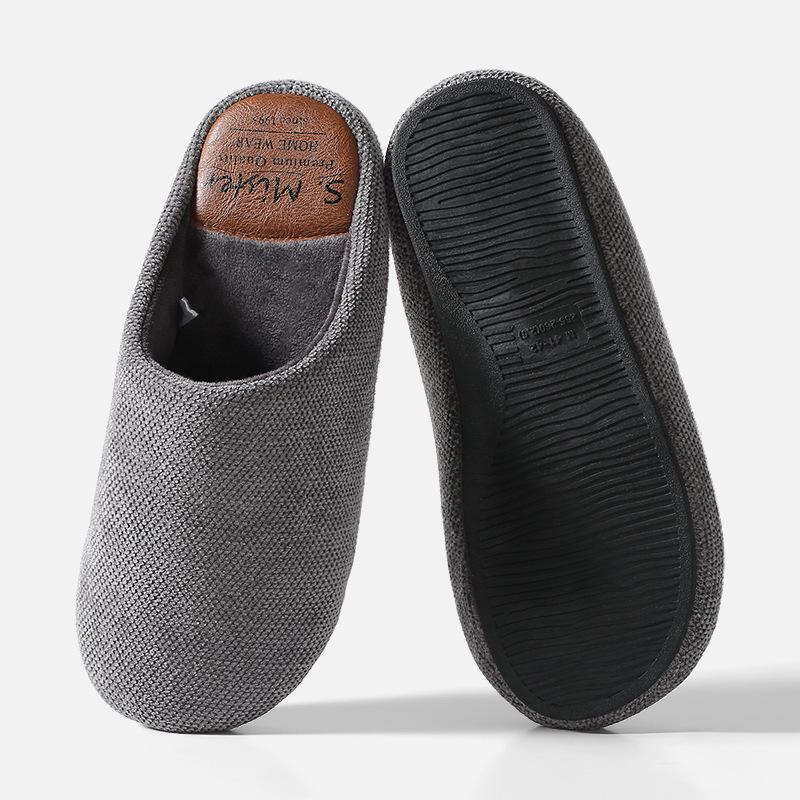 Chenille Men's Indoor Half-Covered Heel Non-Slip Cotton Slippers for Couples