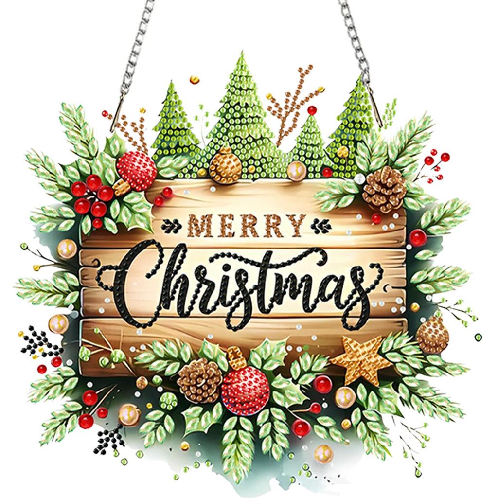 Weihnachtsthema 2D/Flach DIY Strassstein Diamantmalerei Fensteranhänger Spezielle Form Diamantmalerei Anhänger Heimwanddekoration Bastelarbeiten