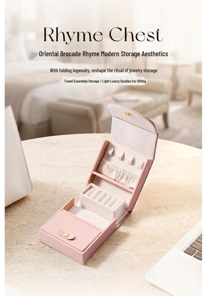 Portable Multifunction Jewelry Box with Layered Compartments for Bracelets and Earrings