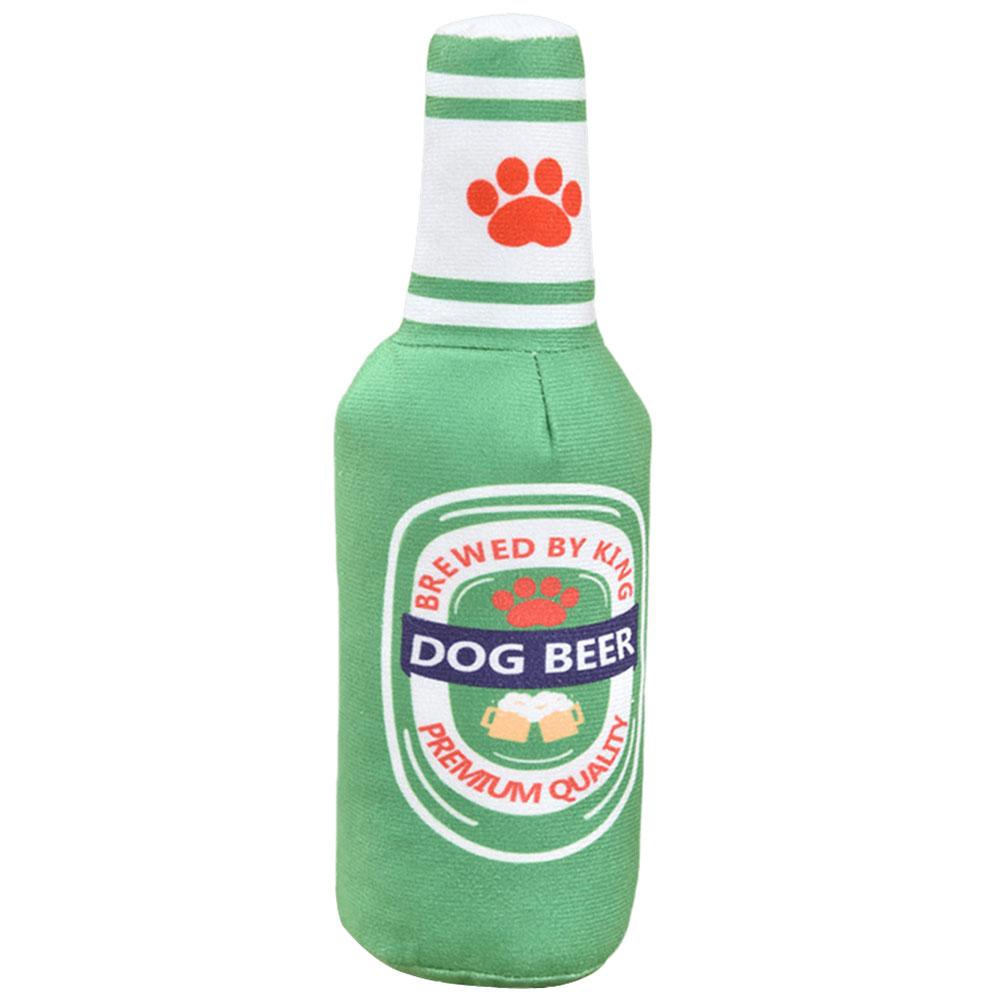 Beer Bottle Squeaky Dog Toy Wine Bottle Plush Dog Toy Interactive Squeaky Dog Chew Toy Soft Beer Bottle Shape Toy Pet Supplies