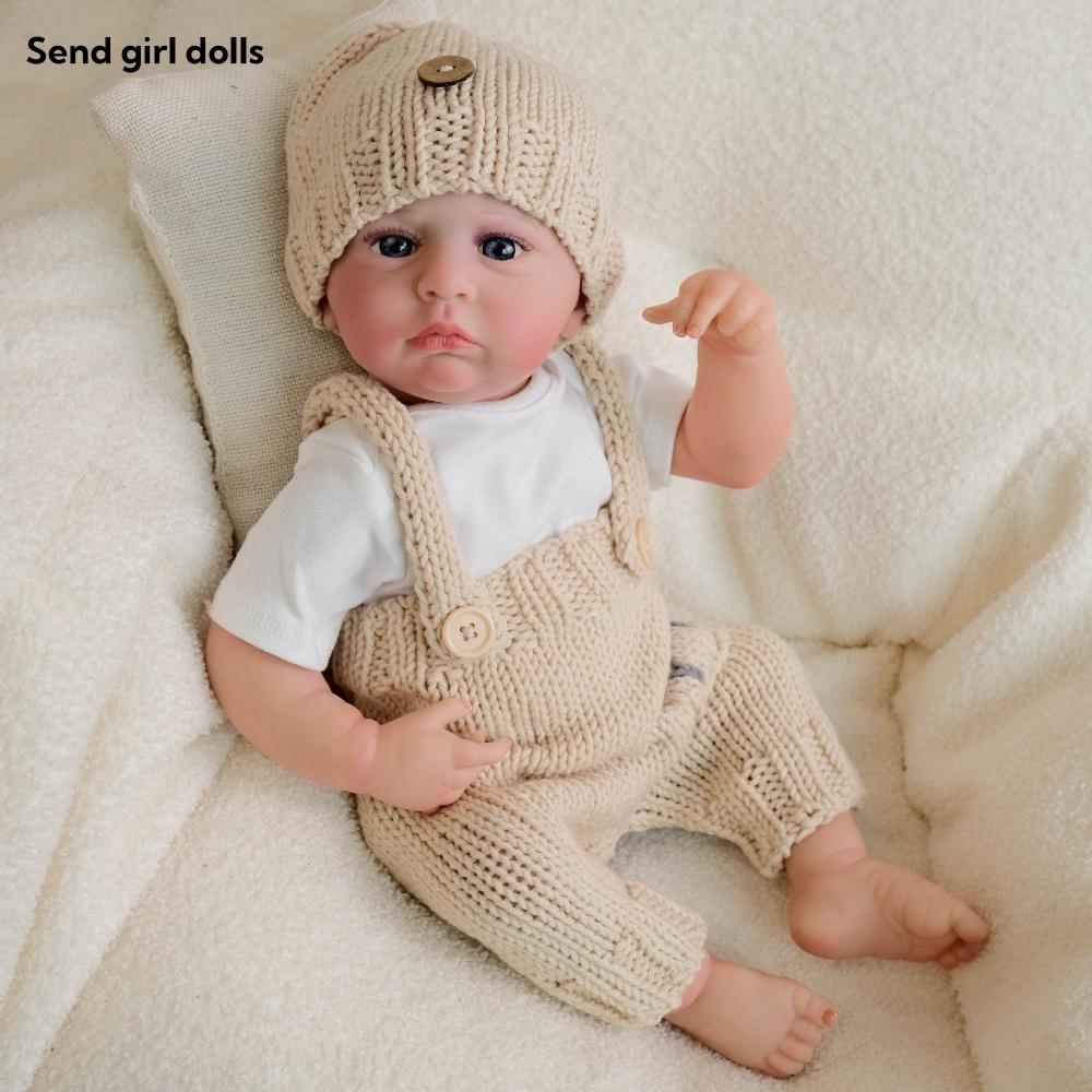 

Реалистичная 48 см кукла-младенец Reborn Cameron, полное виниловое тело, имитация куклы, одежда цвета хаки, вязаный комбинезон, реалистичная кукла-новорожденный для детей, праздничные подарки girl doll