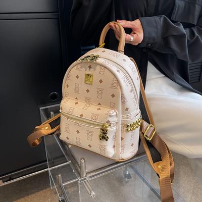 Cute Bear Print Backpack 2025 New Fashion Versatile Large Capacity Lightweight Backpack Handbag