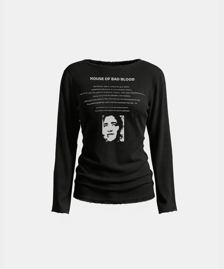 BADBLOOD H.B.B. Waffle Boat Neck T-Shirt – Black