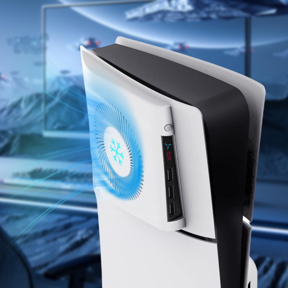 For PS5 Slim Console Cooling Fan Console Quiet Cooler Side Temperature Control Cooling Fan Face Cover for PS5 Slim Accessories