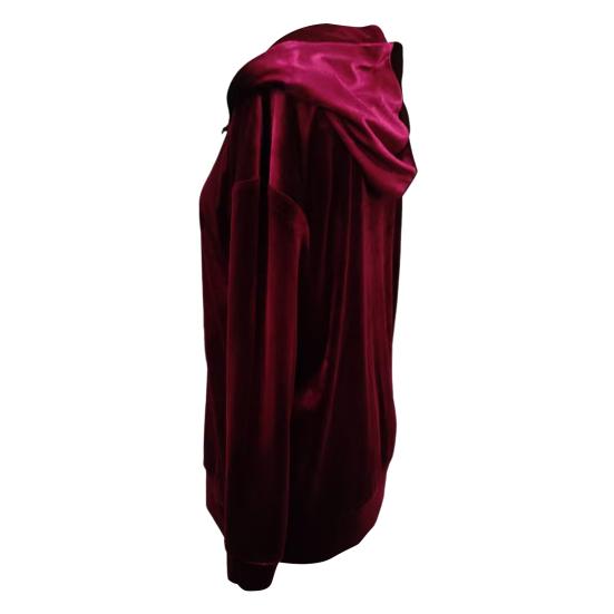 Samt Kapuzenpullover für Damen Oversized Langarm Zip-Up Hoodie Lässige Herbst Veloursjacke mit Taschen