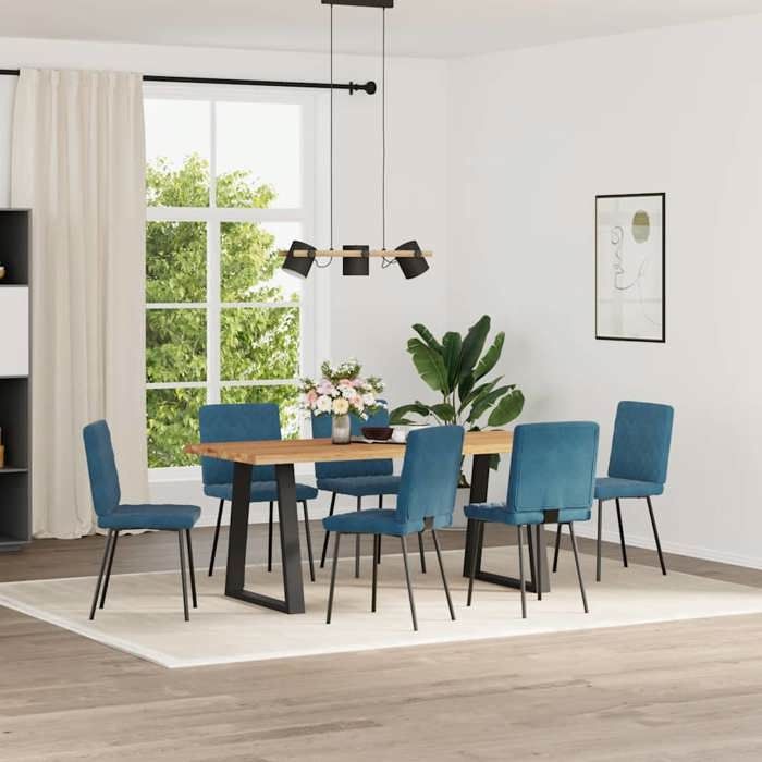 VidaXL Chaises à manger lot de 6 bleu velours 3315483