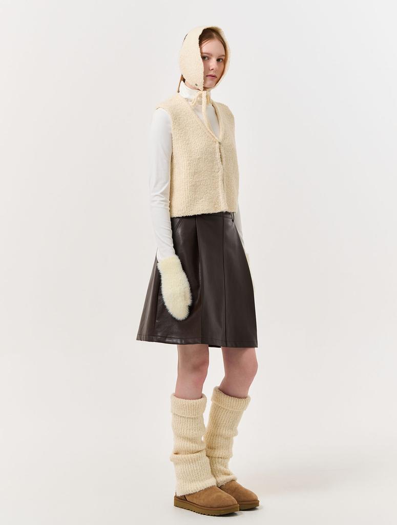 GENERALIDEA Leather Pintuck Midi Skirt [Brown] / Wbd4L13513
