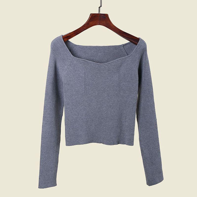 Foreign Trade Original Order Japan fashion Water Drop off-Neck Knit Sexy Short Pullover Base Gyaru Top