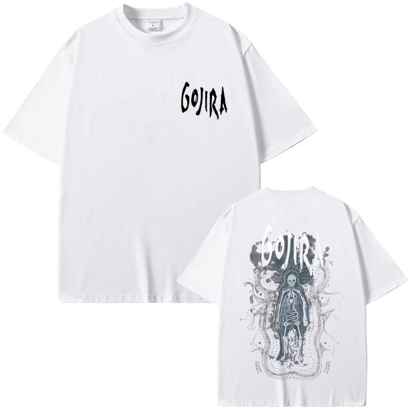 Metal Rock Band Gojira The Flesh Alive Skeleton Graphic Tshirt Unisex Women Fashion Oversized Tshirts Unisexs Casual Cotton T Shirt