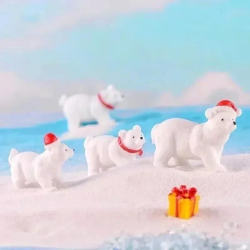 3/1pcs Miniature Christmas Polar Bear Figurines Garden Micro Snow Landscape DIY Accessories Home Decoration Desk Decoration