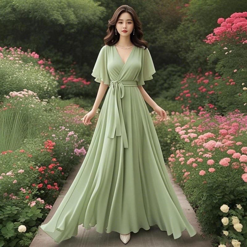 Элегантное Французское Шифоновое Шикарное Летнее Пляжное Платье 4XL