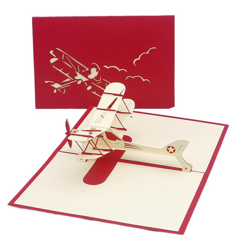 

3D Авиалайнер Стиль Поздравительная Открытка Пригласительные Карточки на Вечеринку Модель Украшение Бумажная Резьба Складывание DIY Фестиваль Сбор Материалы TMZ