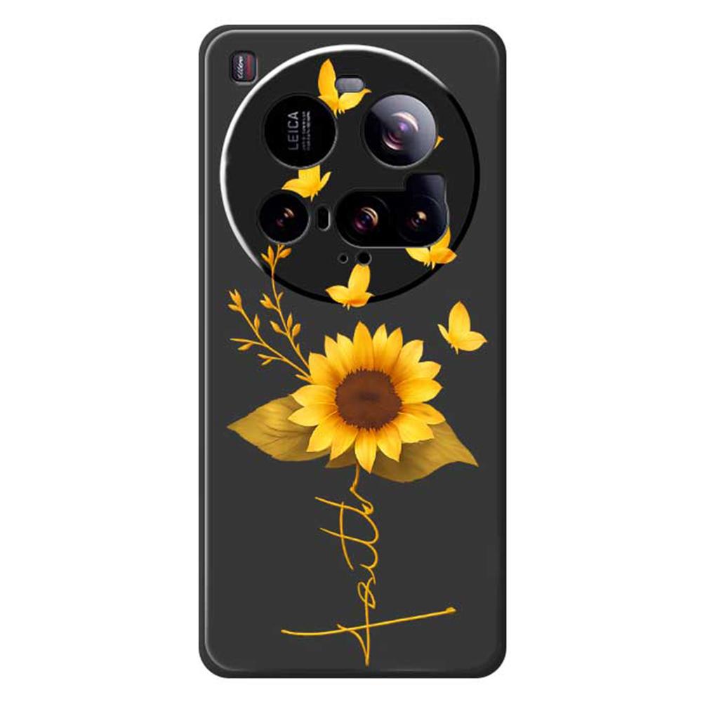 For Xiaomi 15 Ultra Case Golden Butterfly Sunflower Pattern Printing Straight Edge TPU Phone Back Cover