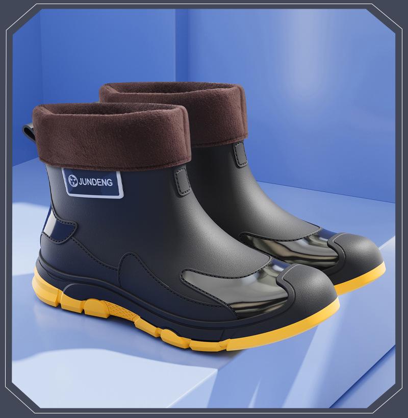 Cross-Border Fashion Men's Short Rain Boots - Trendy, Cool, Warm Rubber Wading Shoes for Outdoors