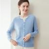 Lekasha Women's 100% Pure Cashmere Round Neck Single-Breasted Pullover with Faux Two-Piece Long Sleeves