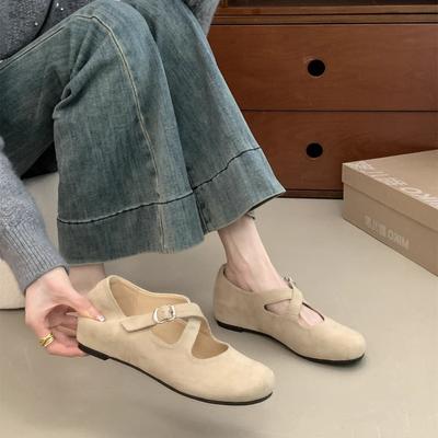 Inner Heightening Platform Retro Pink Round Head Single Shoes Women's Shoes 2025 New Casual Cross Belt Fashionable Mary Jane Shoes