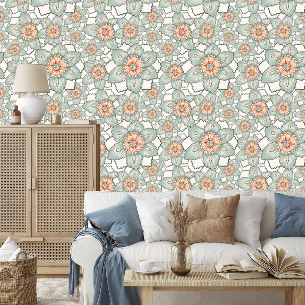 Colorful Flowers Vintage Wallpaper for Living Room and Bedroom 50x1000