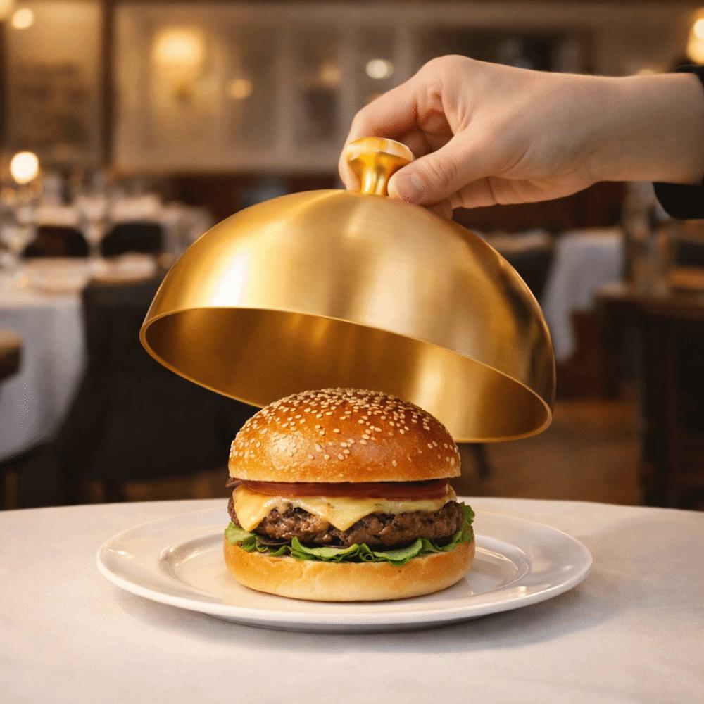 Stainless Steel Food Cover Round Steak Lid Multipurpose Restaurant Cuisine Cover  Grilling