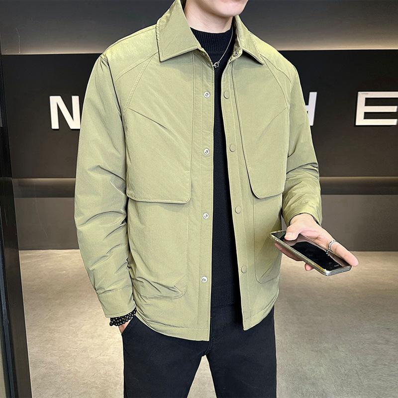 Men s 2025 Winter Fashion Lightweight Down Jacket with Shirt Collar XL