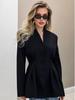 2026 Autumn/Winter V-neck Long-sleeved Buttoned Waist-Cinching Suit Jacket