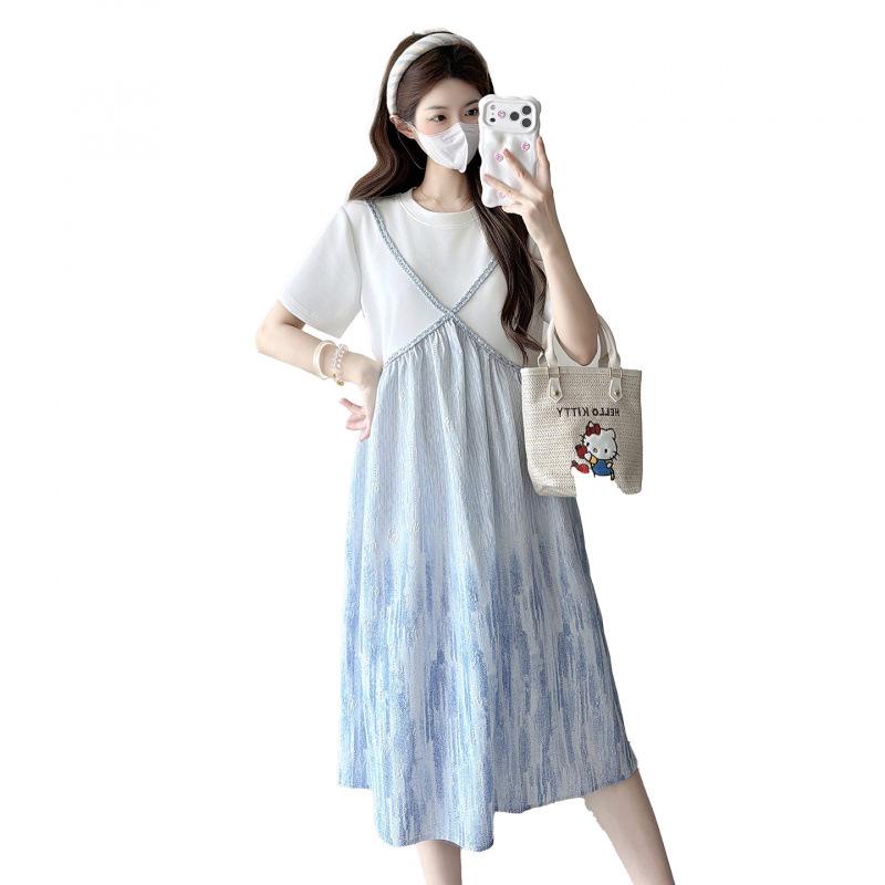 Summer 2026 Maternity Fashion: Age-Defying, Comfortable, Loose Fit, Slimming Patchwork Plus Size Dress. L