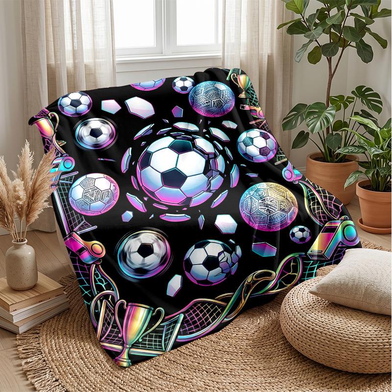 Soccer Ball Celebration 5 Theme Blanket Lightweight Warm Flannel Blanket Decorative Throw Blanket for Home Decoration