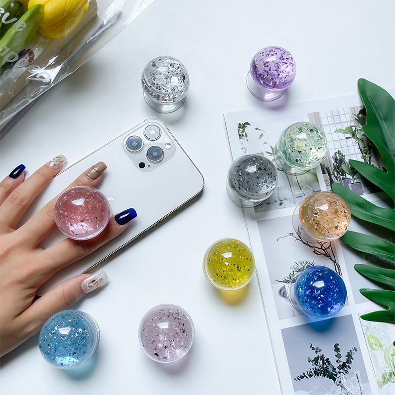 Color Crystal Ball Mobile Phone Airbag Bracket Transparent Back Sticker Retractable Desktop Air Cushion Support Frame Wind