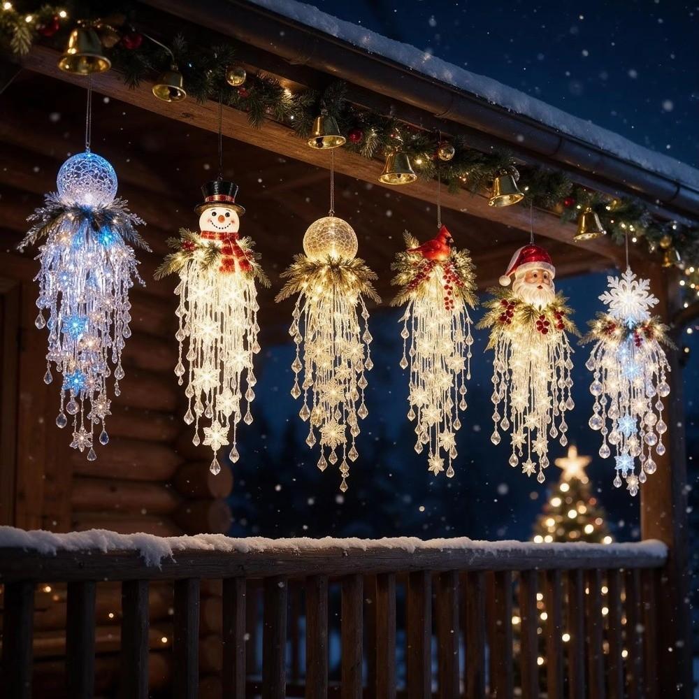LED Snowflake Waterfall Hanging Decoration Christmas Door Hanger Xmas Front Porch Decor