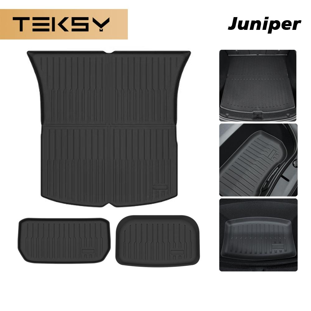 TEKSY For Tesla New Model Y 2026 2025 Juniper Front and Back Trunk Mat TPE Carpet Waterproof Weather-resistant Pads Layer Mats