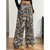 New Spring and Autumn Leopard Print Straight-line Casual Pants for Women with High Waist Loose Wide-leg Trousers