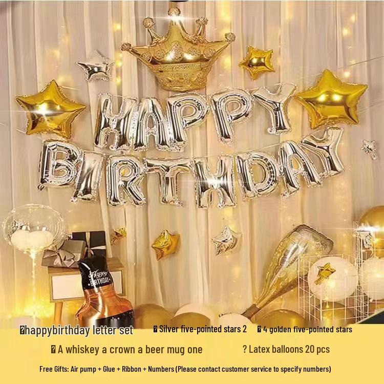 Free Shipping High-End Birthday Balloon Decoration Set for Adults & Kids - Creative Party Layout