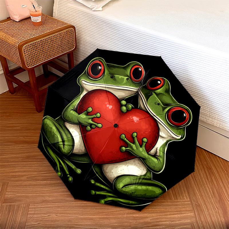 1 PC Automatic Folding Umbrella - Frogs Pattern, Portable & Foldable Design with 8 Ribs, Christmas Birthday Gifts