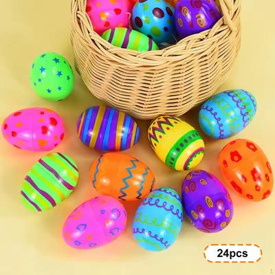 24 huevos de Pascua rellenables, adornos coloridos y versátiles, vacíos, ideales como premio para el aula.