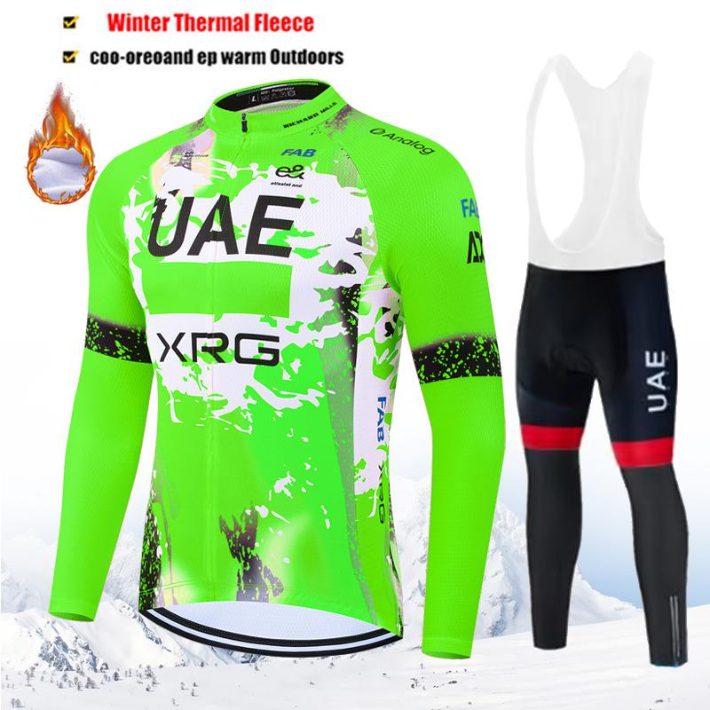 Set Maglia da Ciclismo a Manica Lunga in Pile Termico Invernale per Squadra Abbigliamento Ciclismo Abbigliamento Bicicletta Tuta Pantaloncini con Bretelle da Uomo per Bici MTB 2025