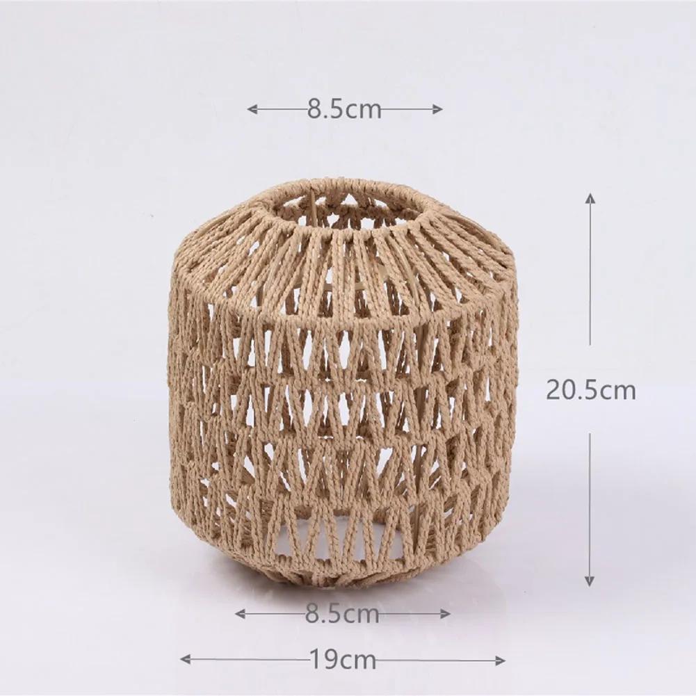 Handmade Woven Simulated Rattan Hanging Lampshade for Rustic Vintage Home Decor Living Room Bedroom Restaurant