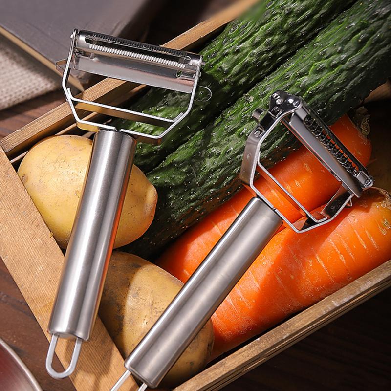 1PSC Stainless Steel Dual-Head Grater Multi-Functional Slicer Peeler Fruit Peeler Potato Shredder Cucumber Grater