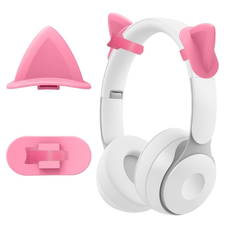 1pair Silicone Cats Ear Headphone Covers Compatible for Most Over Ear Headsets Lightweight Decors Universal Fit