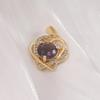 Heart-Shaped Purple Gemstone Gold Pendant Necklace with Diamonds