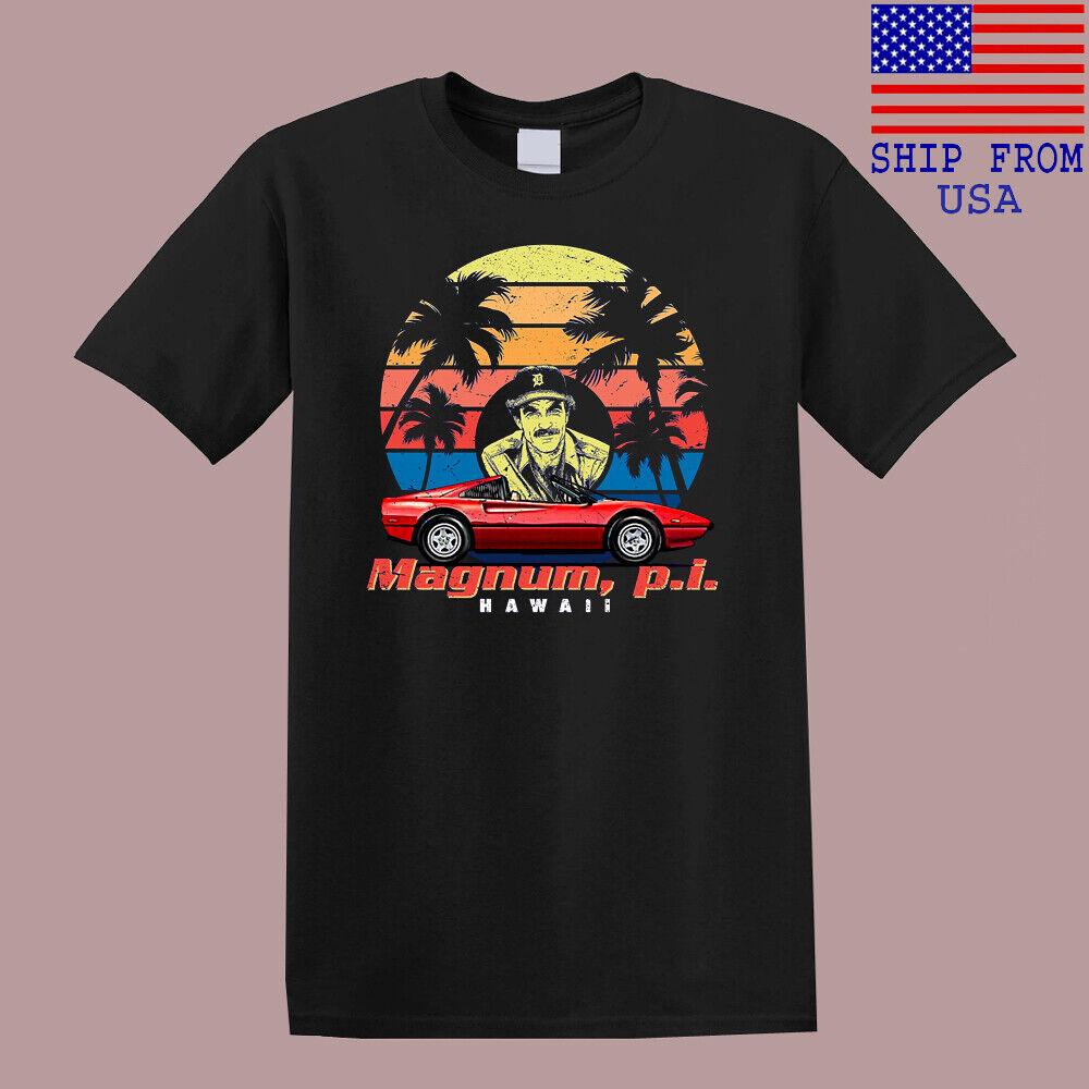 Magnum PI Hawaii Retro TV Show Men s Black T-Shirt Size S-5XL Unisex T-Shirt S