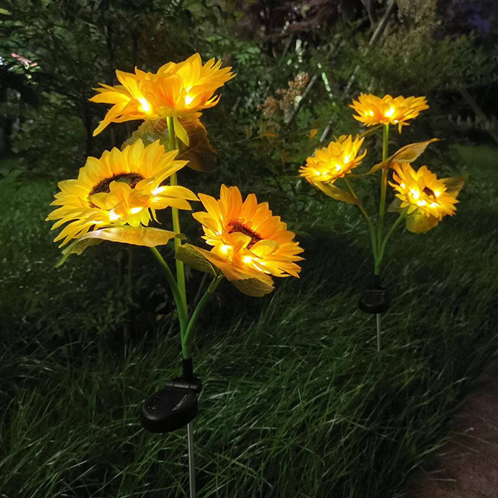 Solar Sunflower Light 24 LEDs Warm White IP55 Waterproof Outdoor Decorative Flower Light for Garden