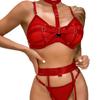 2025 new lace hardware chain, large grid perspective sex suit, women's waist-sealed underwear.