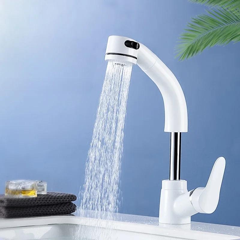 Modern Bathroom Faucet Basin Faucets Pull Out Hot and Cold Mixer Tap 360° Rotation Sprayer Tap Toilet Bathroom Cabinet Faucet